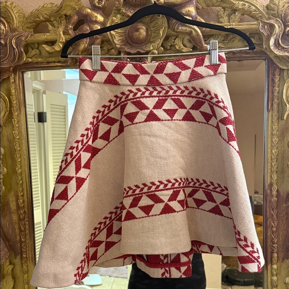 Maje tribal high low mini cotton blend skirt